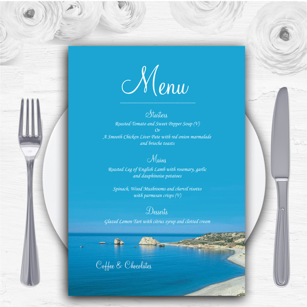 Cyprus Beach Abroad Personalised Wedding Menu Cards