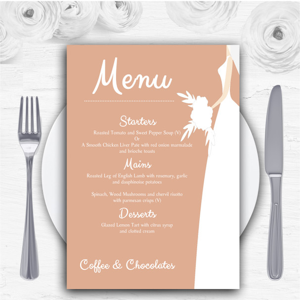 Peach Bride Personalised Wedding Menu Cards