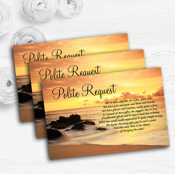 Beautiful Sunset Beach Abroad Personalised Wedding Gift Request Money Poem Cards