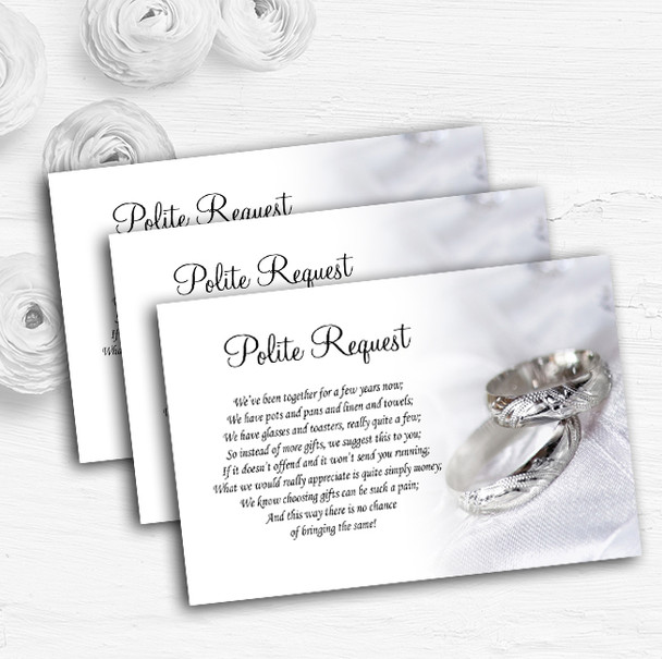 Classy White And Silver Rings Personalised Wedding Gift Request Money Poem Cards