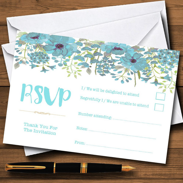 Watercolour Floral Blue RSVP Cards