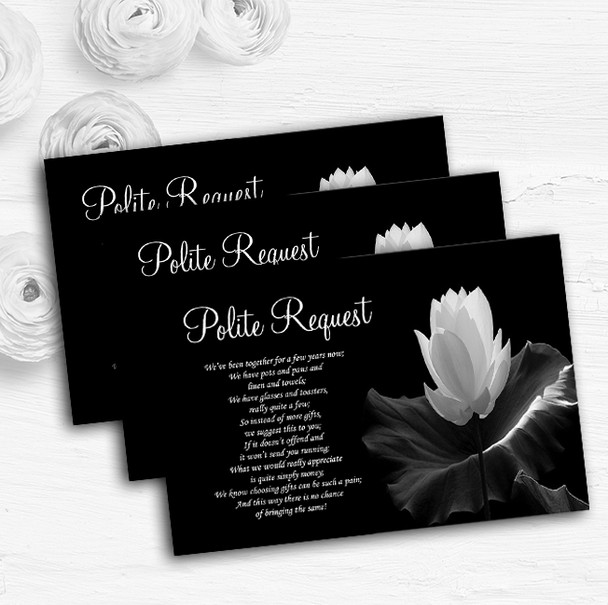 Beautiful Black White Flower Personalised Wedding Gift Request Money Poem Cards