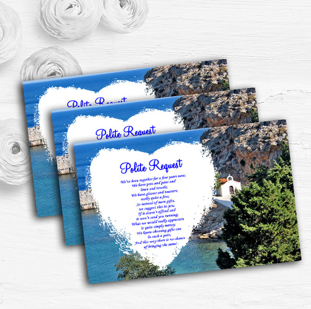 Heart St Pauls Lindos Rhodes Personalised Wedding Gift Request Money Poem Cards