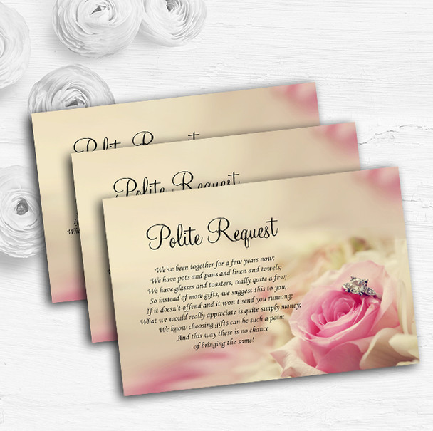 Stunning Pale Pink Rose & Diamond Custom Wedding Gift Request Money Poem Cards