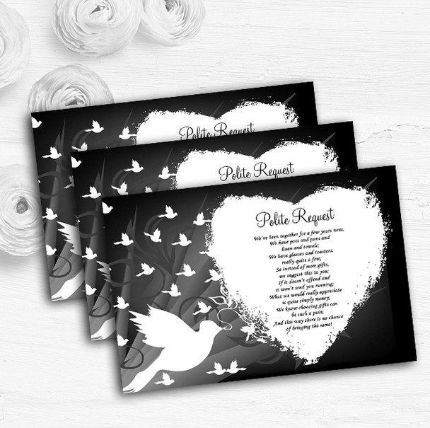 Black With White Doves Personalised Wedding Gift Cash Request Money Poem Cards