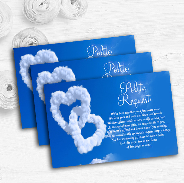 Romantic Heart Clouds Sky Personalised Wedding Gift Request Money Poem Cards