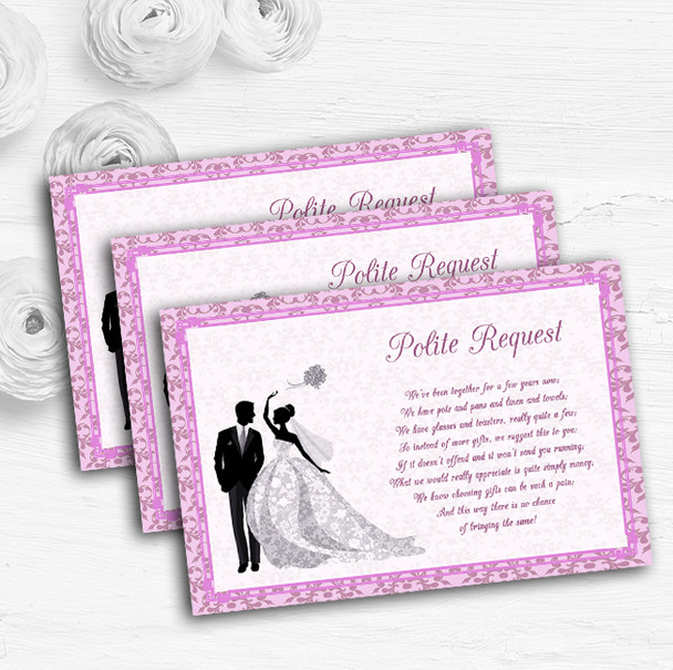 Pink Classic Vintage Personalised Wedding Gift Cash Request Money Poem Cards