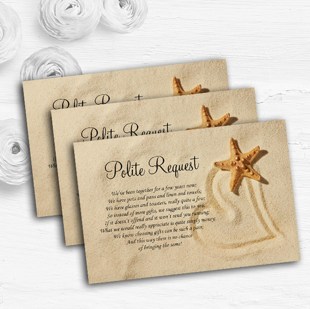 Sandy Beach Romantic Personalised Wedding Gift Cash Request Money Poem Cards