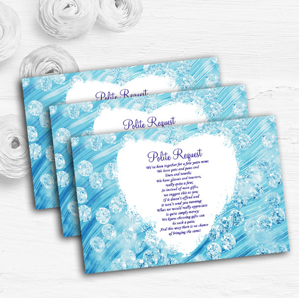 Pale Baby Blue Crystals Pretty Custom Wedding Gift Request Money Poem Cards