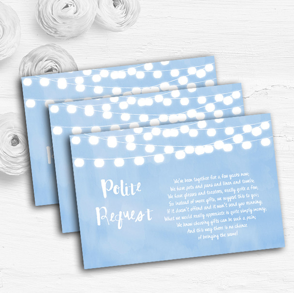 Powder Blue Lights Watercolour Custom Wedding Gift Request Money Poem Cards