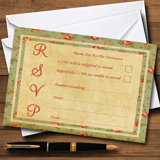 Vintage Shabby Chic Floral Postcard Style RSVP Cards Vintage Shabby Chic Floral Postcard Style RSVP Cards