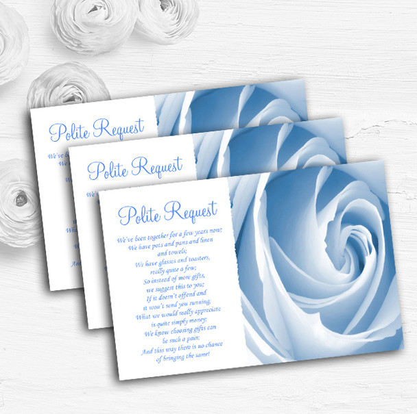 Baby Blue Pale Rose Personalised Wedding Gift Cash Request Money Poem Cards