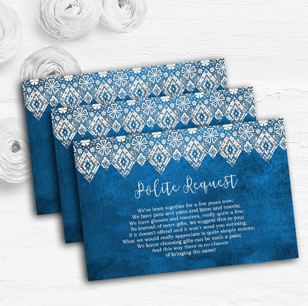 Vintage Blue Old Paper & Vintage Lace Effect Wedding Gift Money Poem Cards