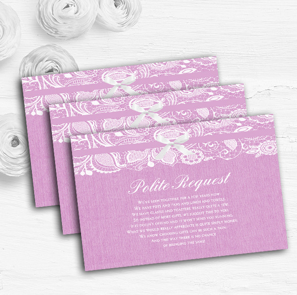 Vintage Dusky Pink Rose Burlap & Lace Custom Wedding Gift Money Poem Cards