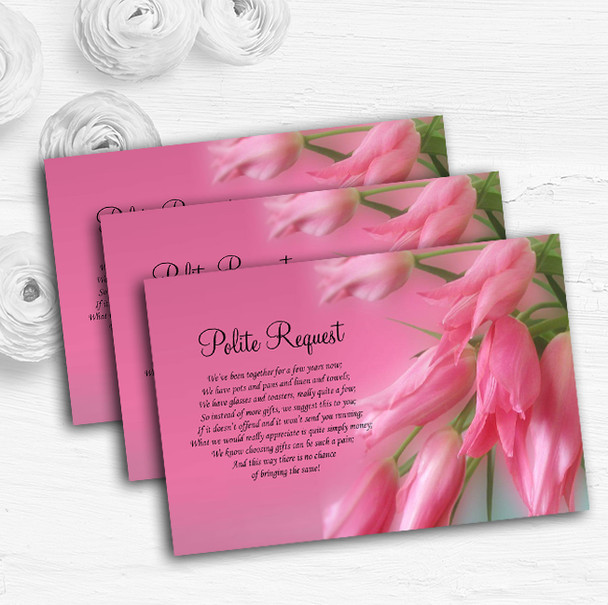 Warm Pink Flowers Personalised Wedding Gift Cash Request Money Poem Cards