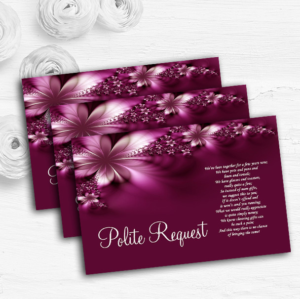 Beautiful Purple Personalised Wedding Gift Cash Request Money Poem Cards