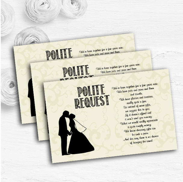 Traditional Chic Personalised Wedding Gift Cash Request Money Poem Cards