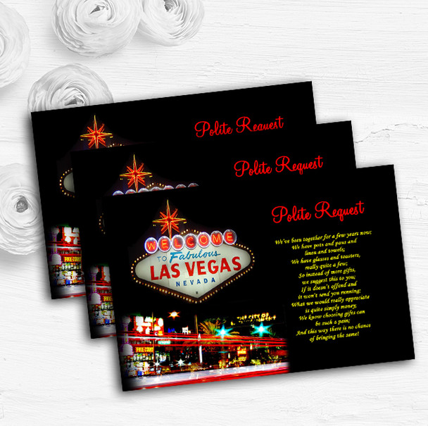 Las Vegas Strip Personalised Wedding Gift Cash Request Money Poem Cards