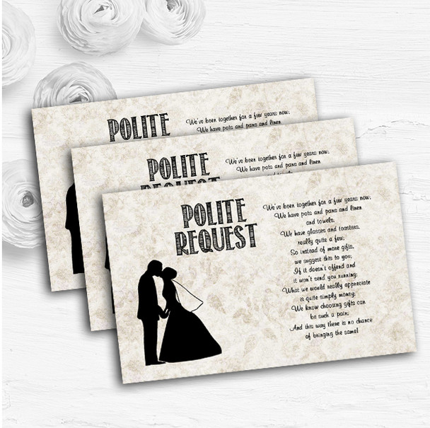 Damask Chic Personalised Wedding Gift Cash Request Money Poem Cards
