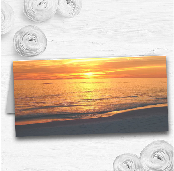Beach At Sunset Romantic Abroad Wedding Table Seating Name Place Cards