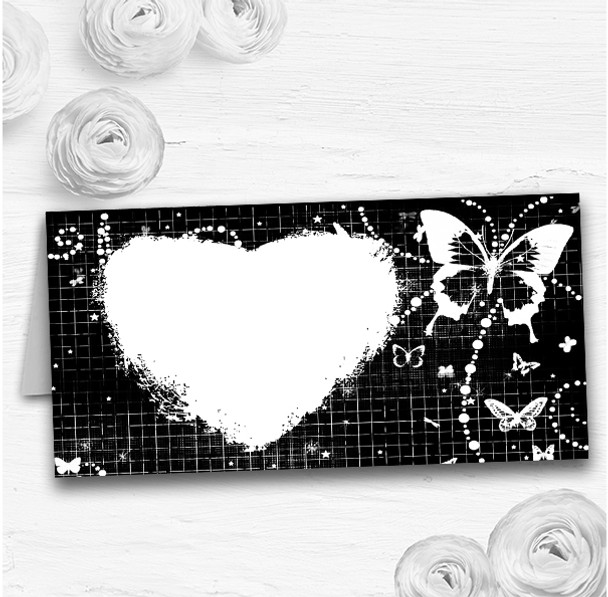 Black White Butterfly Wedding Table Seating Name Place Cards