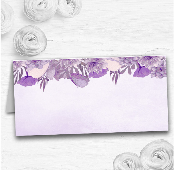 Cadbury Purple & Lilac Watercolour Floral Wedding Table Seating Name Place Cards