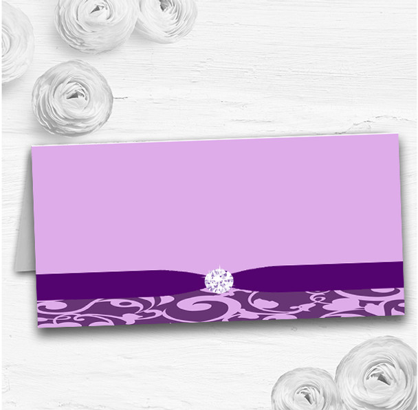 Cadbury Purple Vintage Floral Damask Diamante Wedding Table Seating Name Place Cards