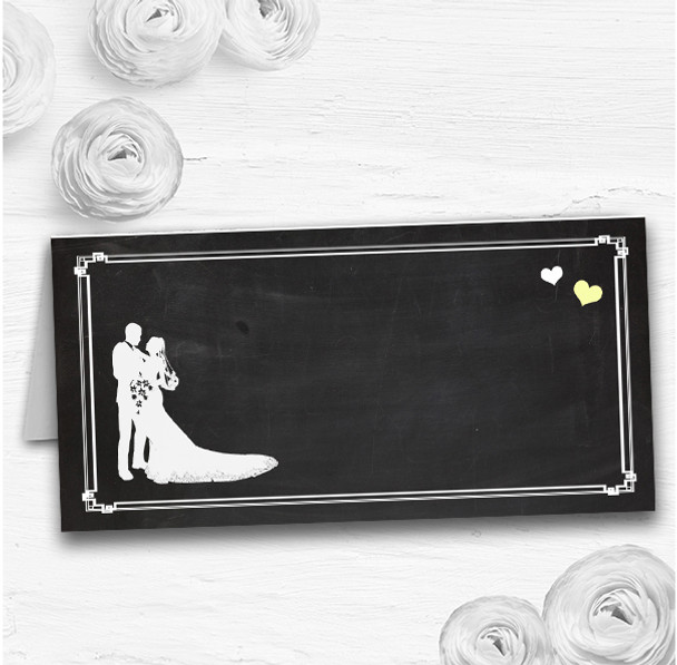 Chalkboard Yellow Wedding Table Seating Name Place Cards