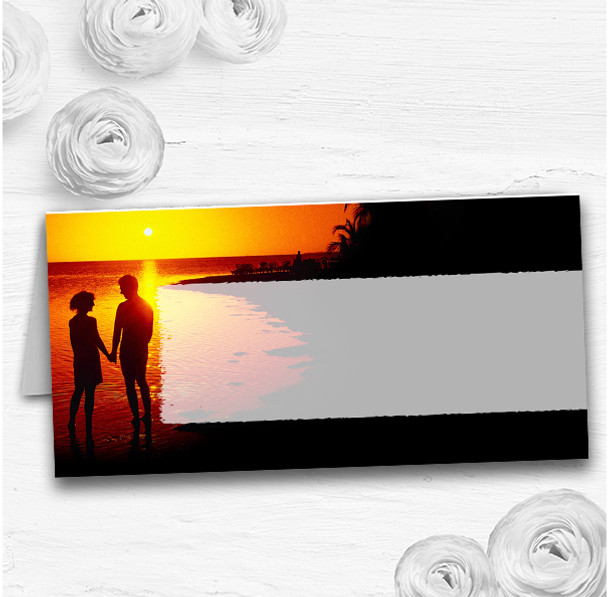 Couple On The Beach At Sunset Jetting Off Abroad Wedding Table Seating Name Place Cards