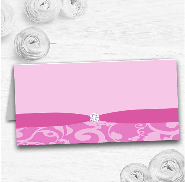 Dusty Pale Baby Rose Pink Floral Damask Diamante Wedding Table Name Place Cards