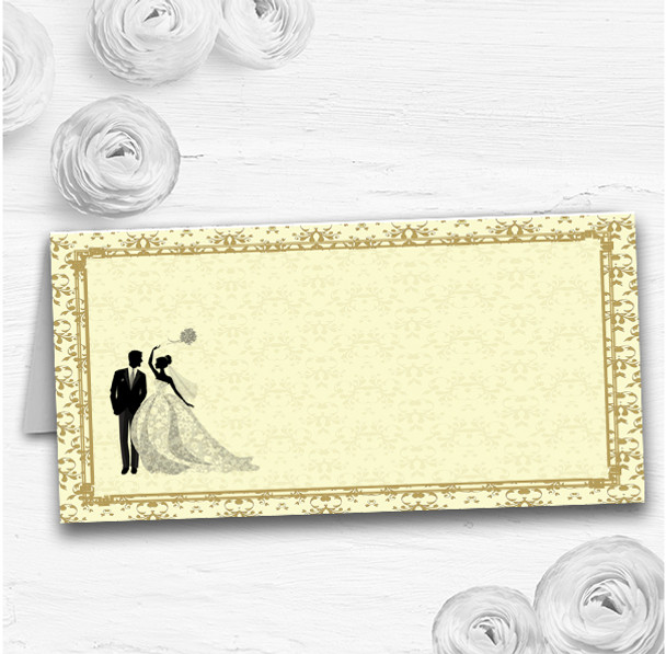 Gold Yellow Classic Wedding Table Seating Name Place Cards