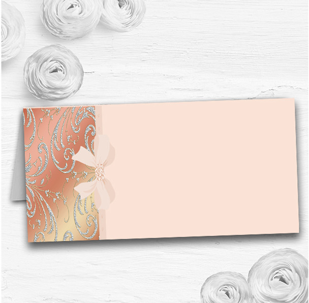 Pale Pink Coral Diamante Bow Wedding Table Seating Name Place Cards