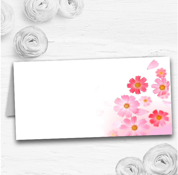 Pink Flowers Pretty Wedding Table Seating Name Place Cards
