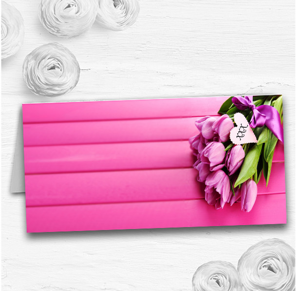 Pink Tulips Wedding Table Seating Name Place Cards