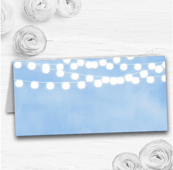 Powder Blue Lights Watercolour Wedding Table Seating Name Place Cards