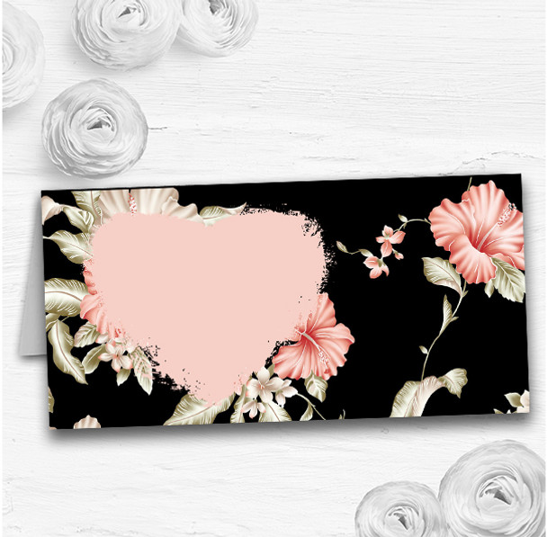 Vintage Black, Coral & Pink Stunning Wedding Table Seating Name Place Cards