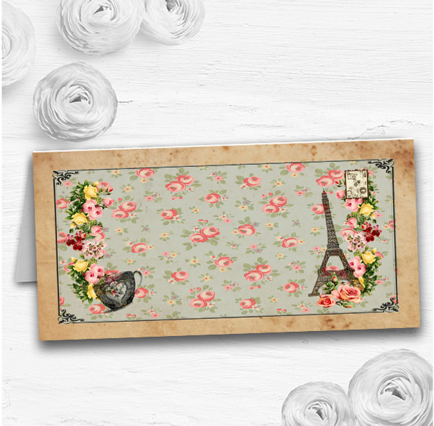 Vintage Paris Shabby Chic Postcard Floral Wedding Table Seating Name Place Cards