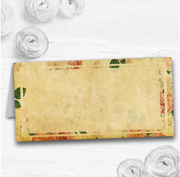 Vintage Pink Roses Postcard Style Wedding Table Seating Name Place Cards