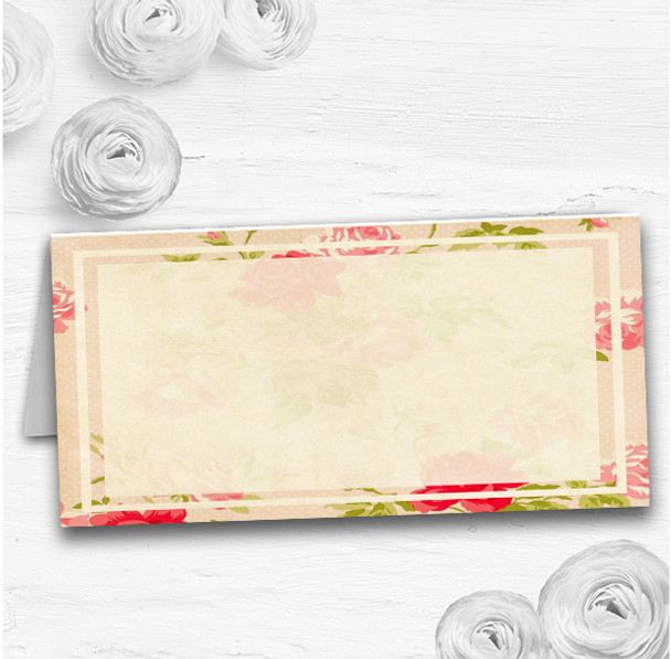 Vintage Pink Shabby Chic Flowers Postcard Style Wedding Table Name Place Cards
