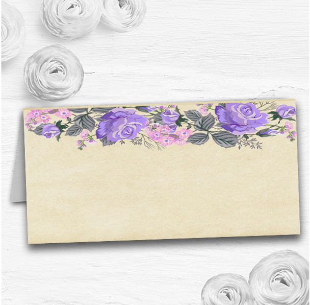 Vintage Purple & Pink Watercolour Wedding Table Seating Name Place Cards
