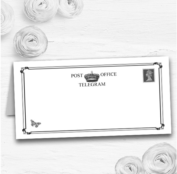 Vintage Telegram Elegant White Wedding Table Seating Name Place Cards