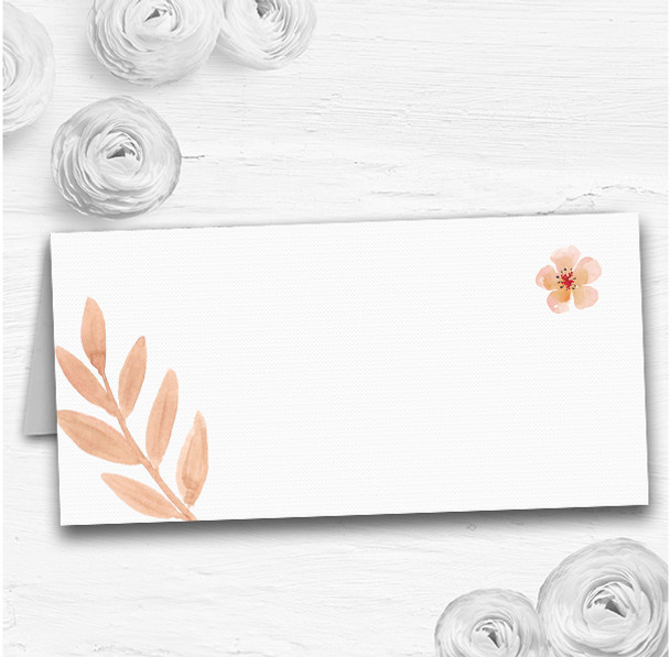 Watercolour Subtle Coral Pink Peach Wedding Table Seating Name Place Cards