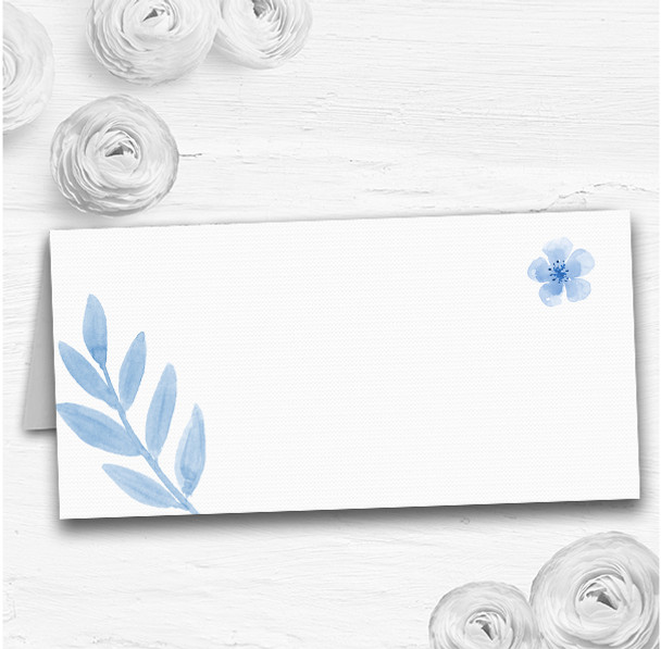 Watercolour Subtle Powder Baby Blue Wedding Table Seating Name Place Cards
