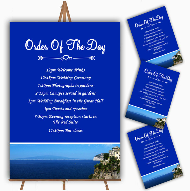 Jetting Off Abroad Sorrento Italy Personalised Wedding Order Of The Day Cards