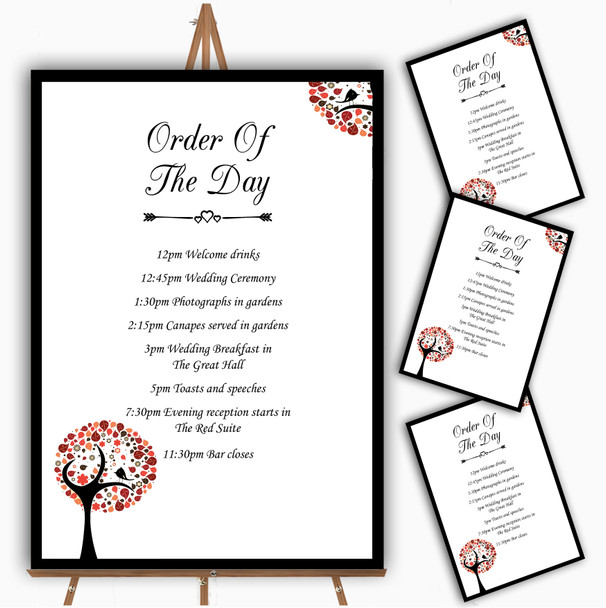 Shabby Chic Bird Tree Brown Vintage Black Wedding Order Of The Day Cards