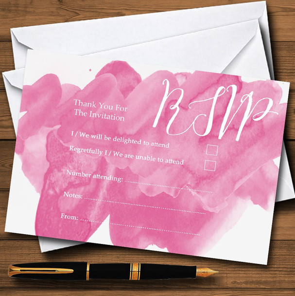 Warm Pink Watercolour RSVP Cards