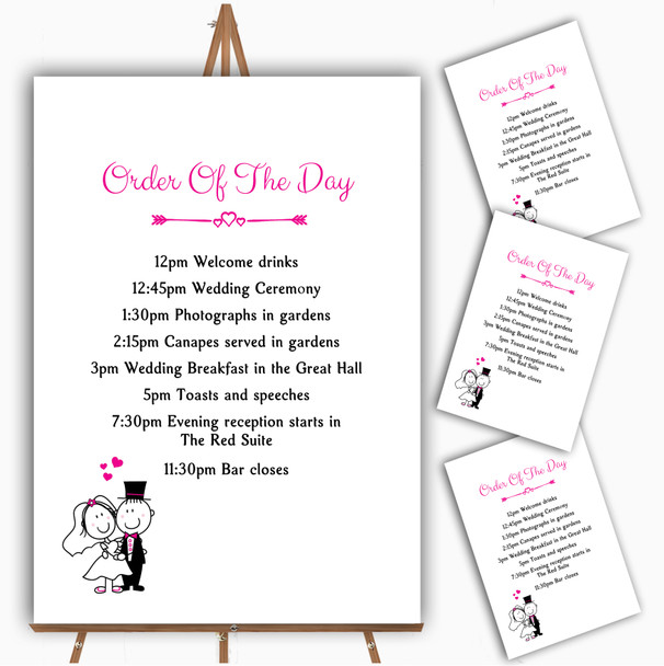 Bride And Groom Personalised Wedding Order Of The Day Cards & Signs