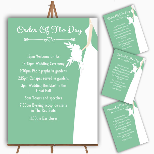 Green Bride Personalised Wedding Order Of The Day Cards & Signs
