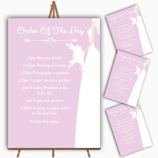 Pink Bride Personalised Wedding Order Of The Day Cards & Signs