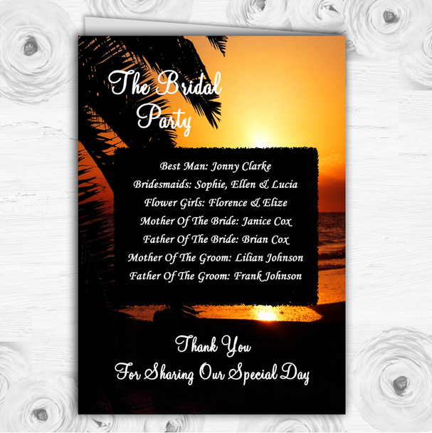 Gorgeous Florida Sunset Beach Personalised Wedding Double Cover Order Of Service